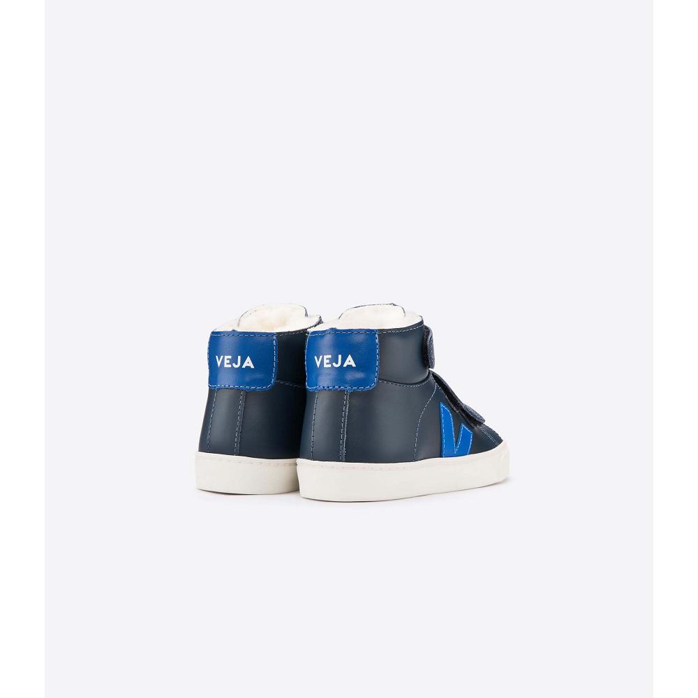 Veja ESPLAR MID FURED LEATHER Hoog Kinderen Blue/Navy | BE 691BEX